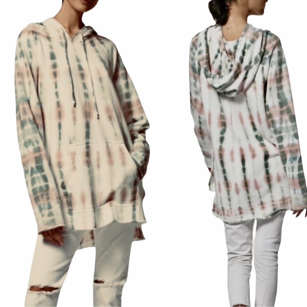 Young Fabulous & Broke Tie-Dye Hoodie Sweater - Cream, Green, Pink